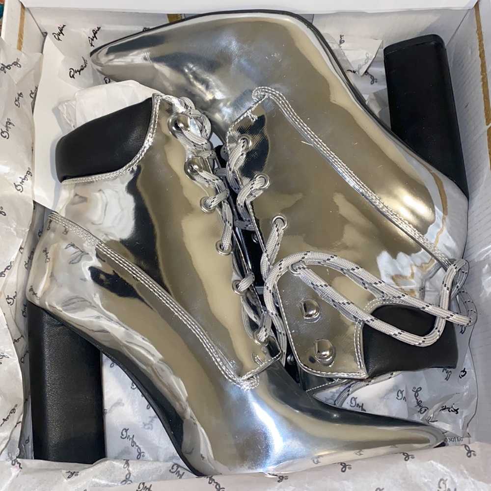 Silver Lace Up Boot